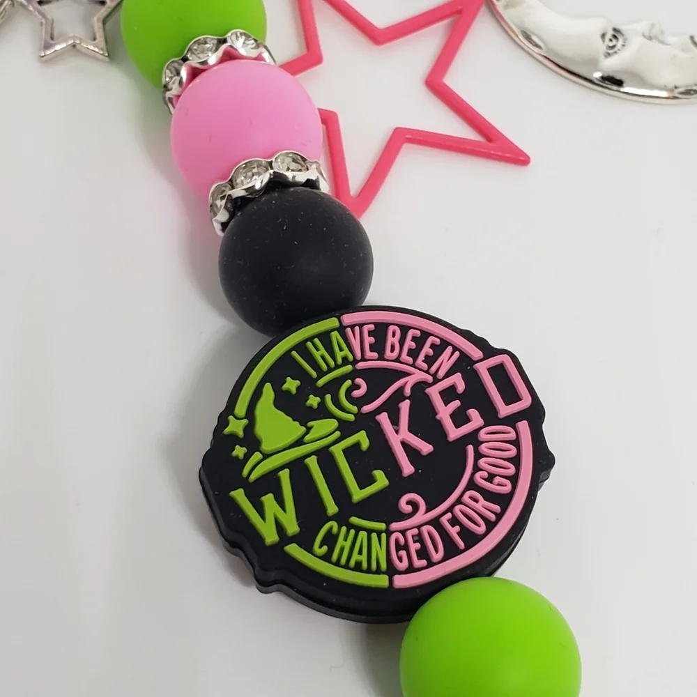 Handmade Long Silicone Focal Bead Wicked Keychain